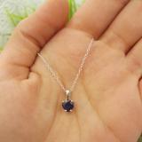 0.65 Carat (ctw) 10K White Gold Heart Cut Blue Sapphire Ladies Heart Shaped Pendant
