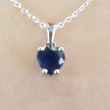 0.65 Carat (ctw) 10K White Gold Heart Cut Blue Sapphire Ladies Heart Shaped Pendant