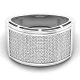 0.70 Carat (ctw) 14K White Gold Round Cut White Diamond Men's Flashy Micropave Hip Hop Pinky Ring 3/4 CT