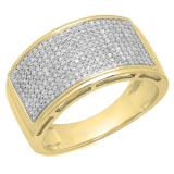 0.70 Carat (ctw) 14K Yellow Gold Round Cut White Diamond Men's Flashy Micropave Hip Hop Pinky Ring 3/4 CT