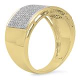 0.70 Carat (ctw) 14K Yellow Gold Round Cut White Diamond Men's Flashy Micropave Hip Hop Pinky Ring 3/4 CT