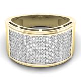 0.70 Carat (ctw) 14K Yellow Gold Round Cut White Diamond Men's Flashy Micropave Hip Hop Pinky Ring 3/4 CT
