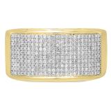 0.70 Carat (ctw) 14K Yellow Gold Round Cut White Diamond Men's Flashy Micropave Hip Hop Pinky Ring 3/4 CT