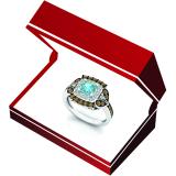 1.75 Carat (ctw) 10K White Gold Cushion Cut Blue Topaz & Round Cut Champagne & White Diamond Ladies Halo Style Bridal Engagement Ring
