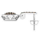 1.15 Carat (ctw) 14K White Gold Round Cut Champagne & White Diamond Ladies Cluster Style Dangling Drop Earrings
