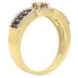 0.75 Carat (ctw) 10K Yellow Gold Round Cut Champagne & White Diamond Ladies Bridal Engagement Ring 3/4 CT
