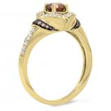 0.75 Carat (ctw) 18K Yellow Gold Round Cut Champagne & White Diamond Ladies Bridal Fashion Engagement Ring 3/4 CT