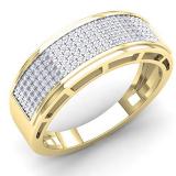 1.00 Carat (ctw) 10K Yellow Gold Brilliant White Diamond Men's Hip Hop Anniversary Wedding Band 1 CT