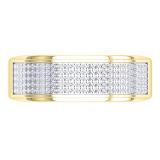 1.00 Carat (ctw) 14K Yellow Gold Brilliant White Diamond Men's Hip Hop Anniversary Wedding Band 1 CT