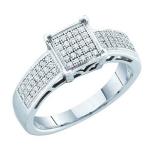 0.25 Carat (ctw) 10K White Gold Round Cut White Diamond Ladies Bridal Micro Pave Engagement Ring 1/4 CT