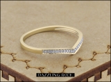 0.08 Carat (ctw) 10K Yellow Gold Round White Diamond Ladies Wedding Stackable Band Anniversary Guard Chevron Ring