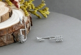 0.10 Carat (ctw) Sterling Silver Round Cut White Diamond Ladies Arrow shaped Climber Earrings 1/10 CT