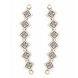 0.15 Carat (ctw) 10K Rose Gold Round Cut White Diamond Ladies Sweep Up Square Ear Climber Earrings
