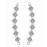 0.15 Carat (ctw) 14K White Gold Round Cut White Diamond Ladies Sweep Up Square Ear Climber Earrings