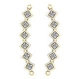 0.15 Carat (ctw) 14K Yellow Gold Round Cut White Diamond Ladies Sweep Up Square Ear Climber Earrings