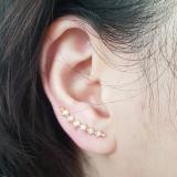 0.15 Carat (ctw) 14K Yellow Gold Round Cut White Diamond Ladies Sweep Up Square Ear Climber Earrings