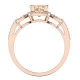 1.15 Carat (ctw) 10K Rose Gold Cushion Morganite & Round White Diamond Ladies Halo Bridal Engagement Ring