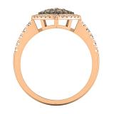 0.55 Carat (ctw) 10K Rose Gold Round Champagne & White Diamond Ladies Cluster Style Bridal Engagement Ring 1/2 CT