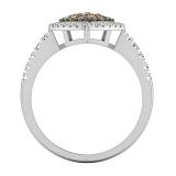 0.55 Carat (ctw) 10K White Gold Round Champagne & White Diamond Ladies Cluster Style Bridal Engagement Ring 1/2 CT
