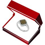 0.55 Carat (ctw) 10K White Gold Round Champagne & White Diamond Ladies Cluster Style Bridal Engagement Ring 1/2 CT