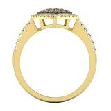 0.55 Carat (ctw) 10K Yellow Gold Round Champagne & White Diamond Ladies Cluster Style Bridal Engagement Ring 1/2 CT
