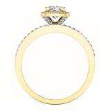 0.90 Carat (ctw) 10K Yellow Gold Cushion & Round Diamond Ladies Halo Style Bridal Engagement Ring Matching Band Set