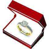 0.90 Carat (ctw) 10K Yellow Gold Cushion & Round Diamond Ladies Halo Style Bridal Engagement Ring Matching Band Set