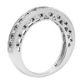 0.40 Carat (ctw) Black & White Alternate Diamond Bridal Wedding Band in 925 Sterling Silver