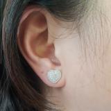 0.35 Carat (ctw) 10K White Gold Round Cut White Diamond Ladies Heart Shape Fashion Stud Earrings 1/3 CT