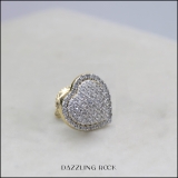 0.18 CT Round White Diamond Heart Shape (1Pc Only) Stud Earring for Women in 10K Yellow Gold in Screw Back