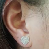 0.35 Carat (ctw) 18K White Gold Round Cut White Diamond Ladies Heart Shape Fashion Stud Earrings 1/3 CT