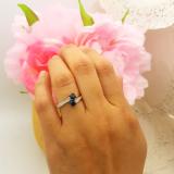 0.65 Carat (Ctw) 18K White Gold Round Blue Sapphire & White Diamond Ladies Forever Together Two Stone Bypass Style Bridal Engagement Ring