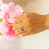0.65 Carat (Ctw) 18K White Gold Round Blue Sapphire & White Diamond Ladies Forever Together Two Stone Bypass Style Bridal Engagement Ring