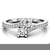 0.50 Carat (ctw) 10K White Gold Round White Diamond Ladies Forever Together Two Stone Bypass Style Bridal Engagement Ring 1/2 CT
