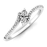 0.30 Carat (ctw) 10K White Gold Round White Diamond Ladies Forever Together Two Stone Bypass Style Swirl Bridal Engagement Ring 1/3 CT