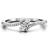 0.30 Carat (ctw) 10K White Gold Round White Diamond Ladies Forever Together Two Stone Bypass Style Swirl Bridal Engagement Ring 1/3 CT