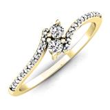 0.30 Carat (ctw) 14K Yellow Gold Round White Diamond Ladies Forever Together Two Stone Bypass Style Swirl Bridal Engagement Ring 1/3 CT