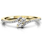 0.30 Carat (ctw) 14K Yellow Gold Round White Diamond Ladies Forever Together Two Stone Bypass Style Swirl Bridal Engagement Ring 1/3 CT