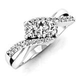 0.50 Carat (ctw) 14K White Gold Round White Diamond Ladies Forever Together Two Stone Bypass Style Split Shank Swirl Bridal Engagement Ring 1/2 CT