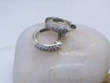 0.30 Carat (ctw) 10K White Gold Round White Diamond Ladies Pave Set Huggies Hoop Earrings 1/3 CT