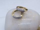 0.30 Carat (ctw) 10K Yellow Gold Round White Diamond Ladies Pave Set Huggies Hoop Earrings 1/3 CT