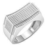 0.65 Carat (ctw) 10K White Gold Round White Diamond Men's Hip Hop Micro Pave Anniversary Wedding Band
