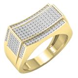 0.65 Carat (ctw) 10K Yellow Gold Round White Diamond Men's Hip Hop Micro Pave Anniversary Wedding Band