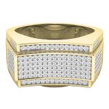 0.65 Carat (ctw) 10K Yellow Gold Round White Diamond Men's Hip Hop Micro Pave Anniversary Wedding Band