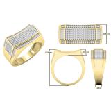 0.65 Carat (ctw) 10K Yellow Gold Round White Diamond Men's Hip Hop Micro Pave Anniversary Wedding Band
