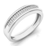 0.15 Carat (ctw) 14K White Gold Round White Diamond Men's Micro Pave Hip Hop Wedding Band