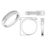 0.15 Carat (ctw) 14K White Gold Round White Diamond Men's Micro Pave Hip Hop Wedding Band