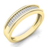0.15 Carat (ctw) 14K Yellow Gold Round White Diamond Men's Micro Pave Hip Hop Wedding Band