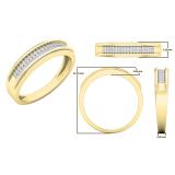 0.15 Carat (ctw) 14K Yellow Gold Round White Diamond Men's Micro Pave Hip Hop Wedding Band