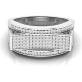 0.60 Carat (ctw) 10K White Gold Round White Diamond Men's Hip Hop Micro Pave Anniversary Wedding Band